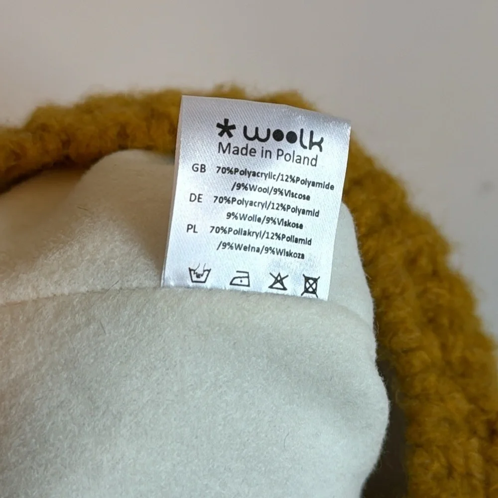 Woolk mustard, yellow Knit women’s Winter Hat